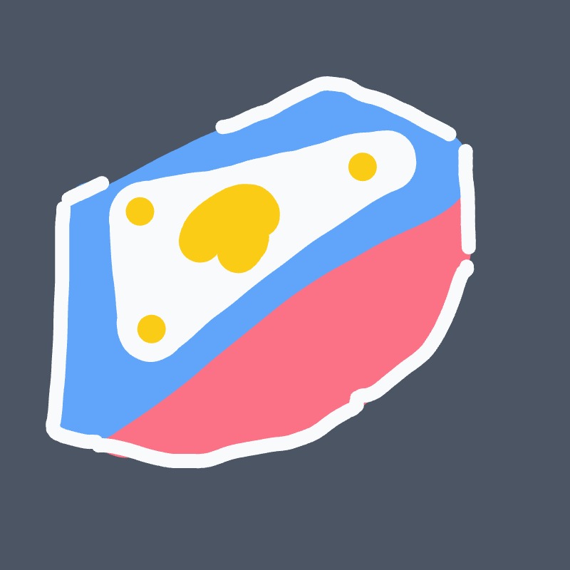 A blue and pink drawing of a heart with yellow stars.