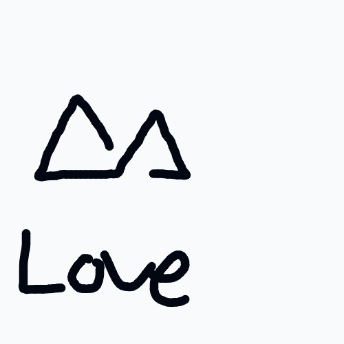 A triangle with the word love written in the middle.