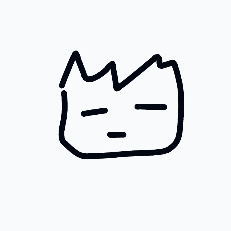 A black and white drawing of a face with a crown on it.