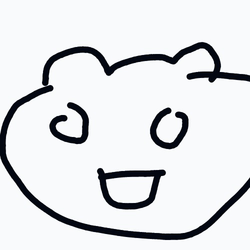 A drawing of a smiling face with a black outline.