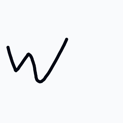 A black letter W is drawn on a white background.