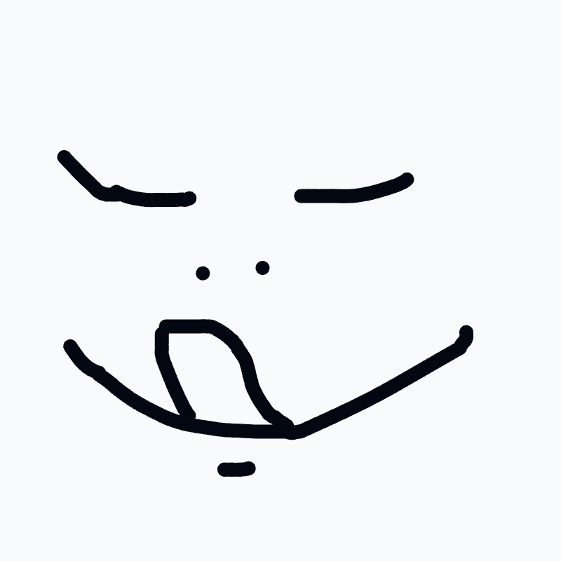 A drawing of a face with a mouth open.