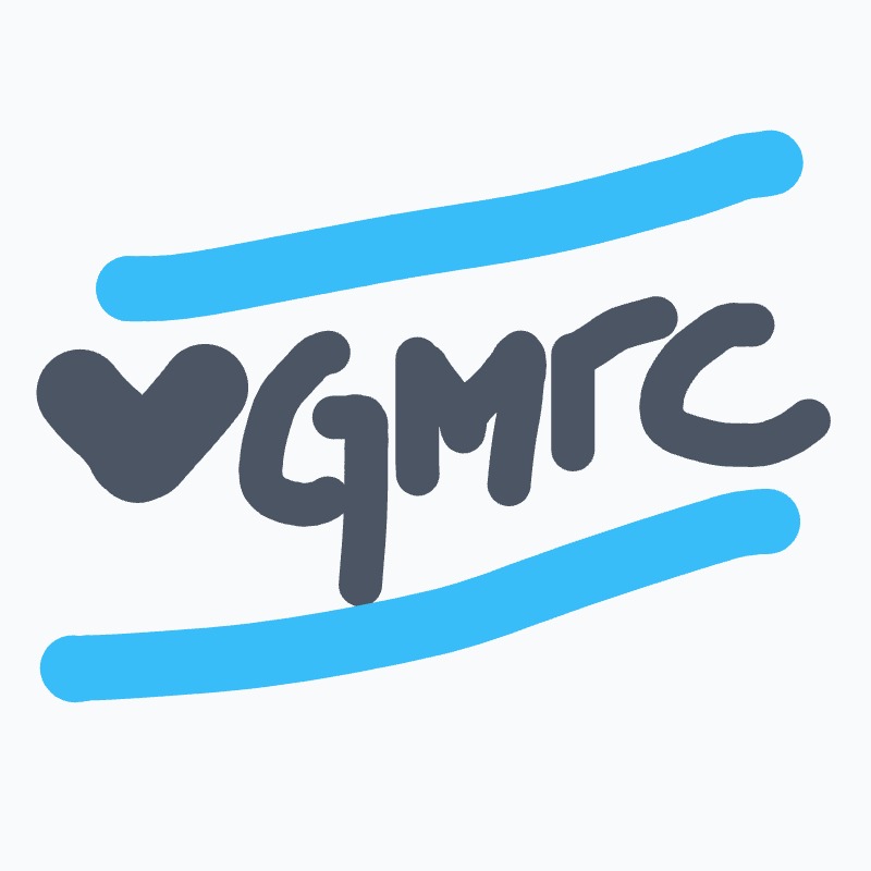 A blue and white logo with the letters GMRC.
