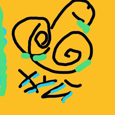 A drawing of a flower with a blue background.
