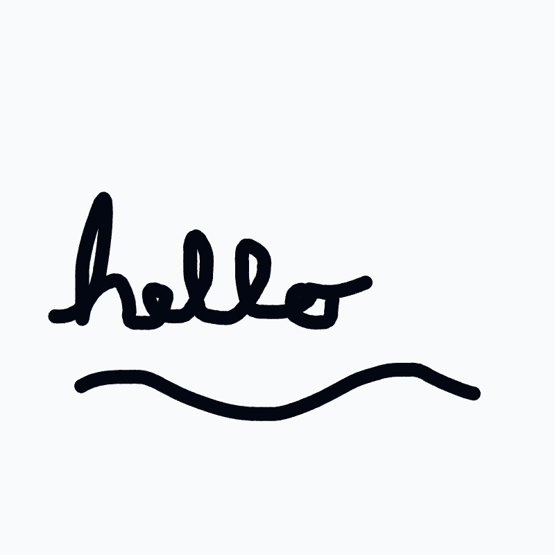 A black and white drawing of a wave with the word hello written on it.
