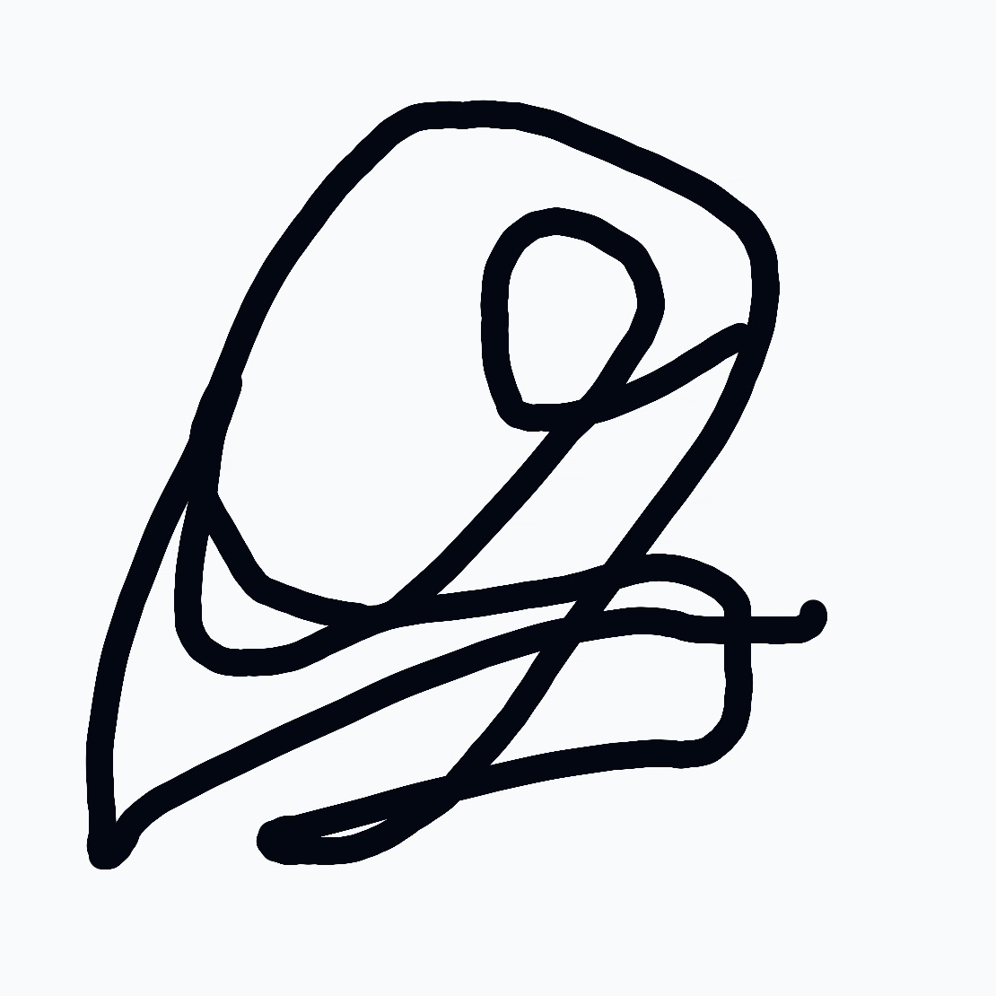 A black drawing of a chair with a person sitting in it.