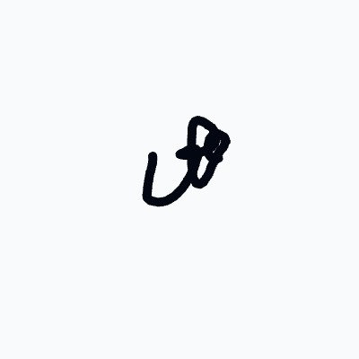 A black drawing of a letter U on a white background.