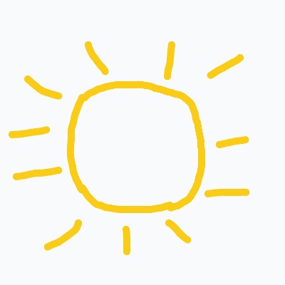 A yellow sun with a yellow circle in the middle.