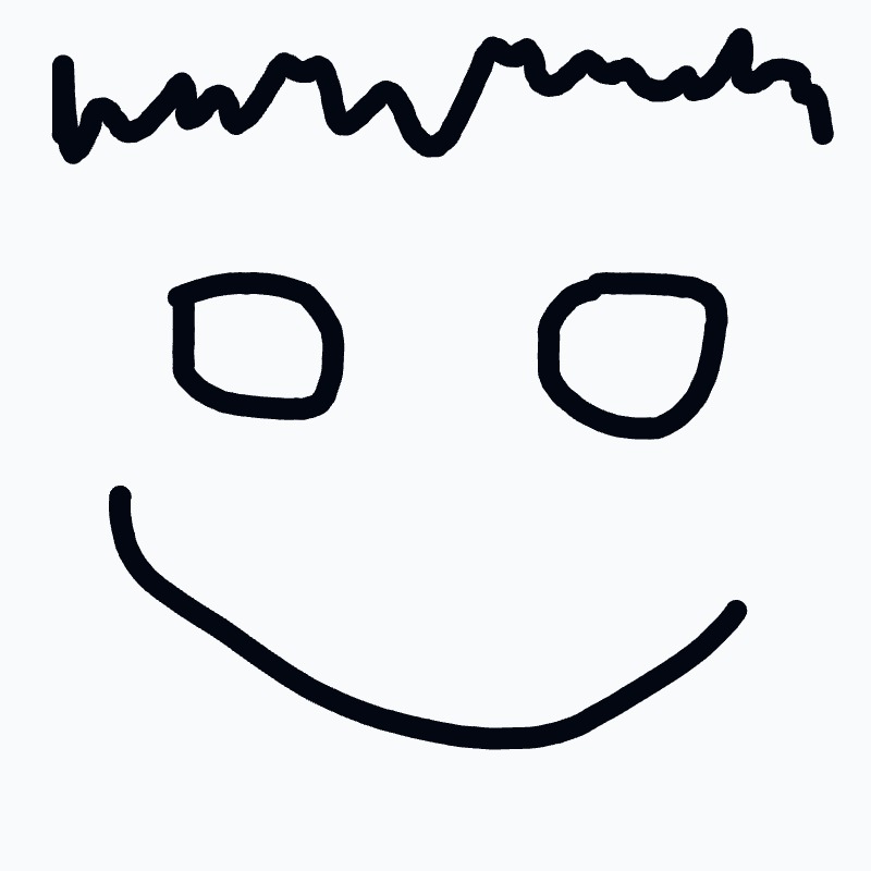 A smiling face with a black outline.