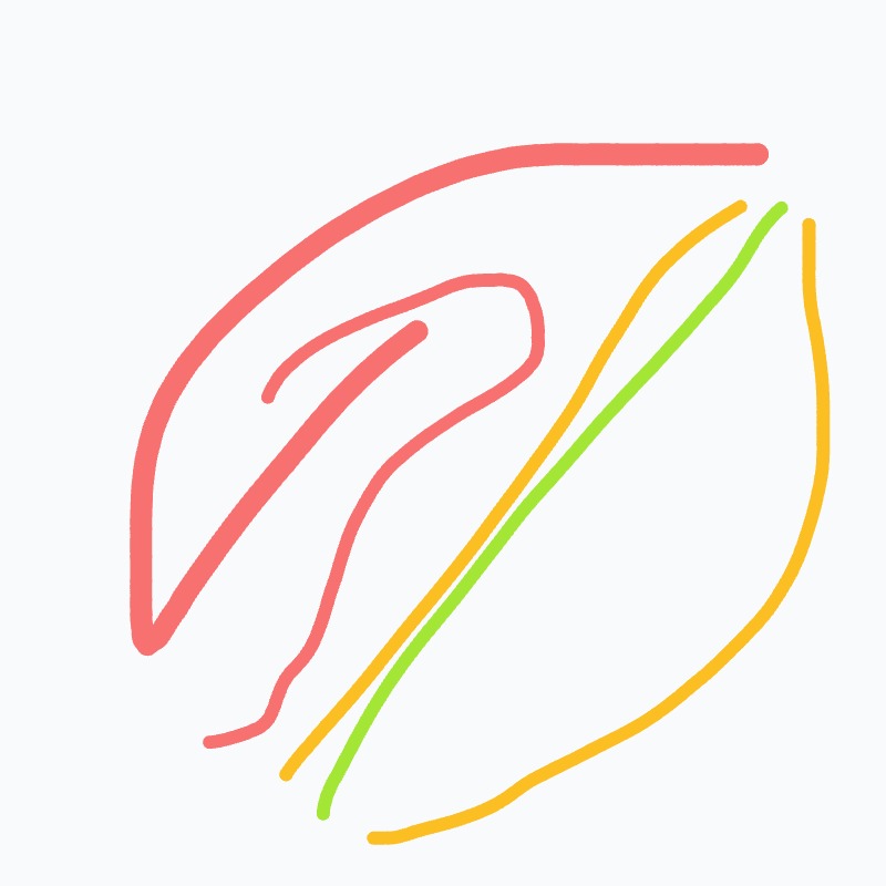 A drawing of a red, green and yellow circle.