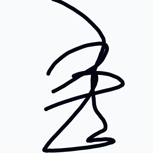 A black and white drawing of a person's torso.