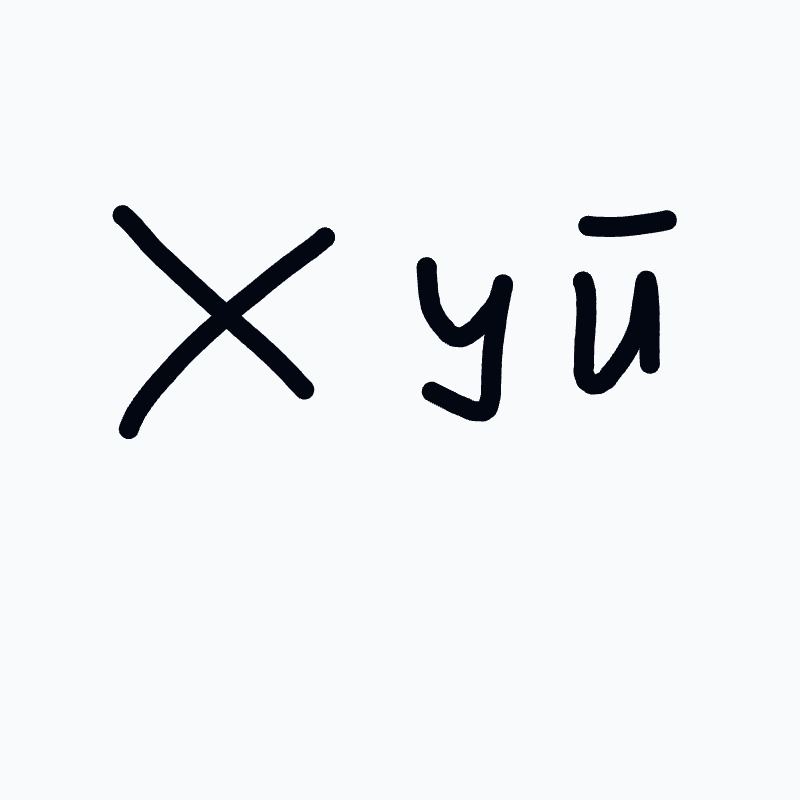 A black and white drawing of a letter x.