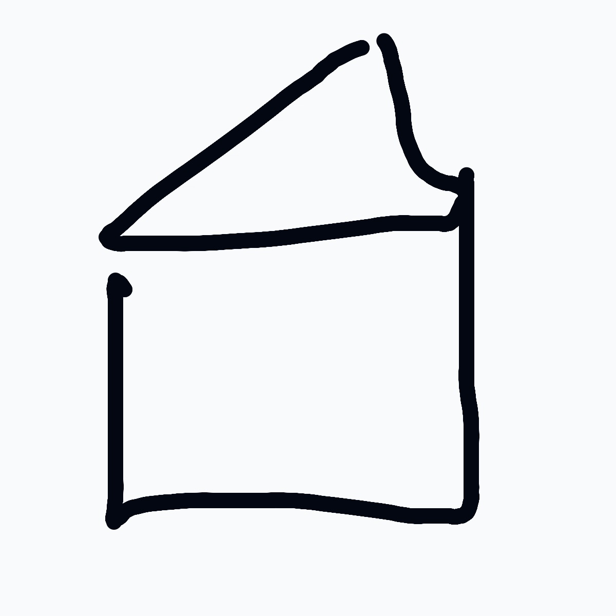 A black and white drawing of a house.