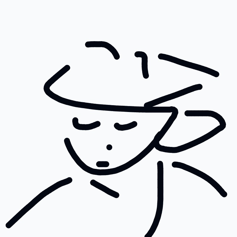 A drawing of a person wearing a hat and smiling.