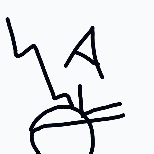 A drawing of a person with a baseball bat.