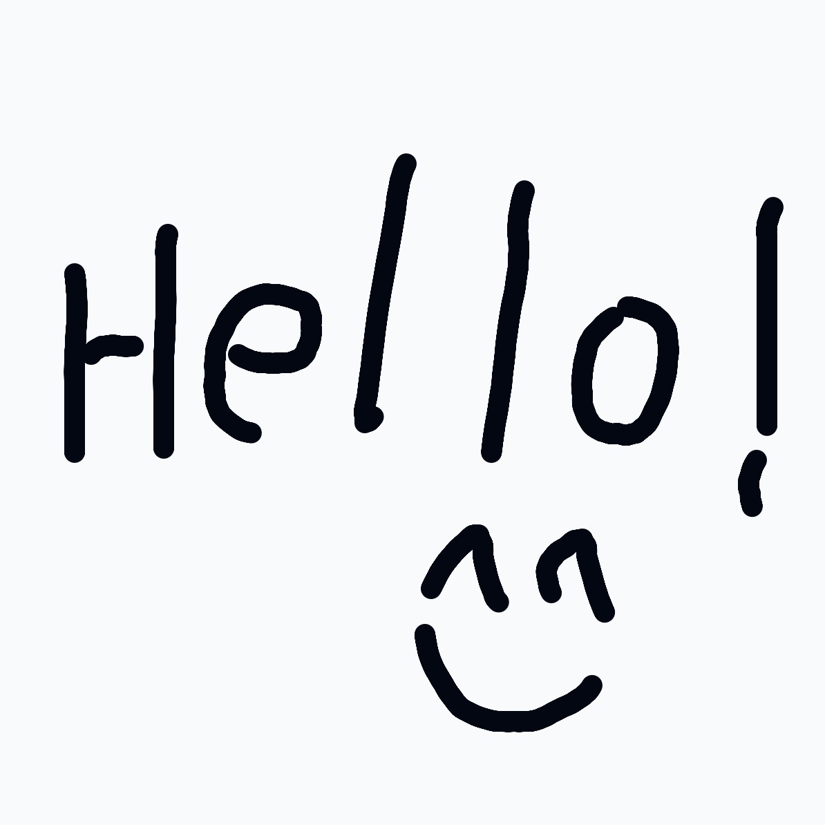 A smiley face with the word hello written underneath it.