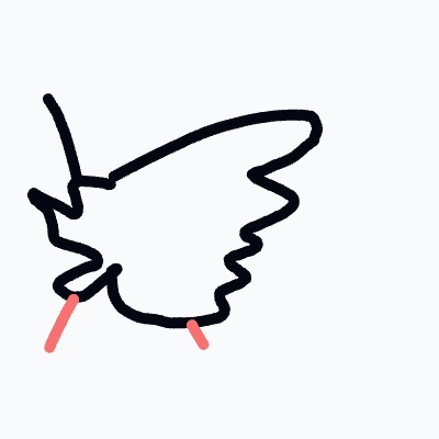 A drawing of a bird with a red line on its leg.