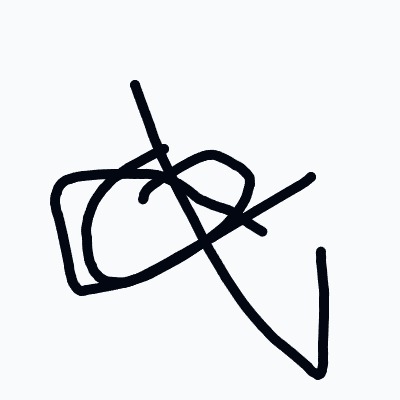 A black and white drawing of a square with a line through it.