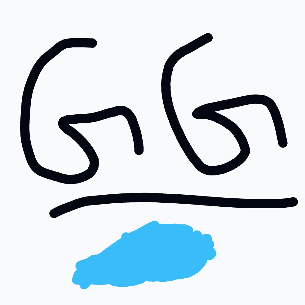 A blue car is drawn with a black pen.