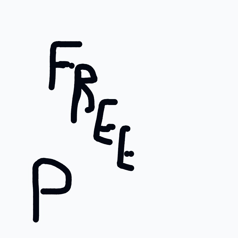 A drawing of the word free in black.