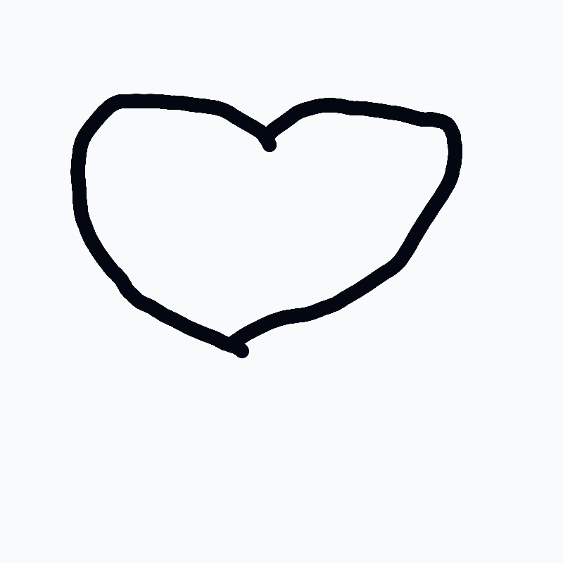 A black heart drawn on a white background.