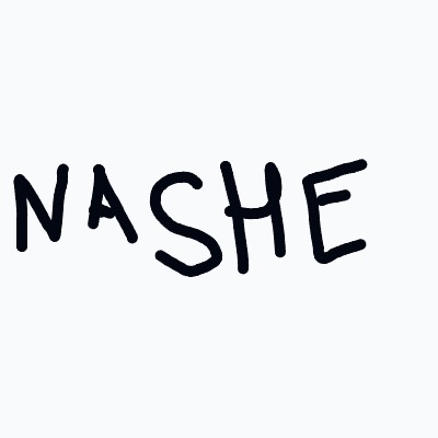 A black and white drawing of the word Nash.