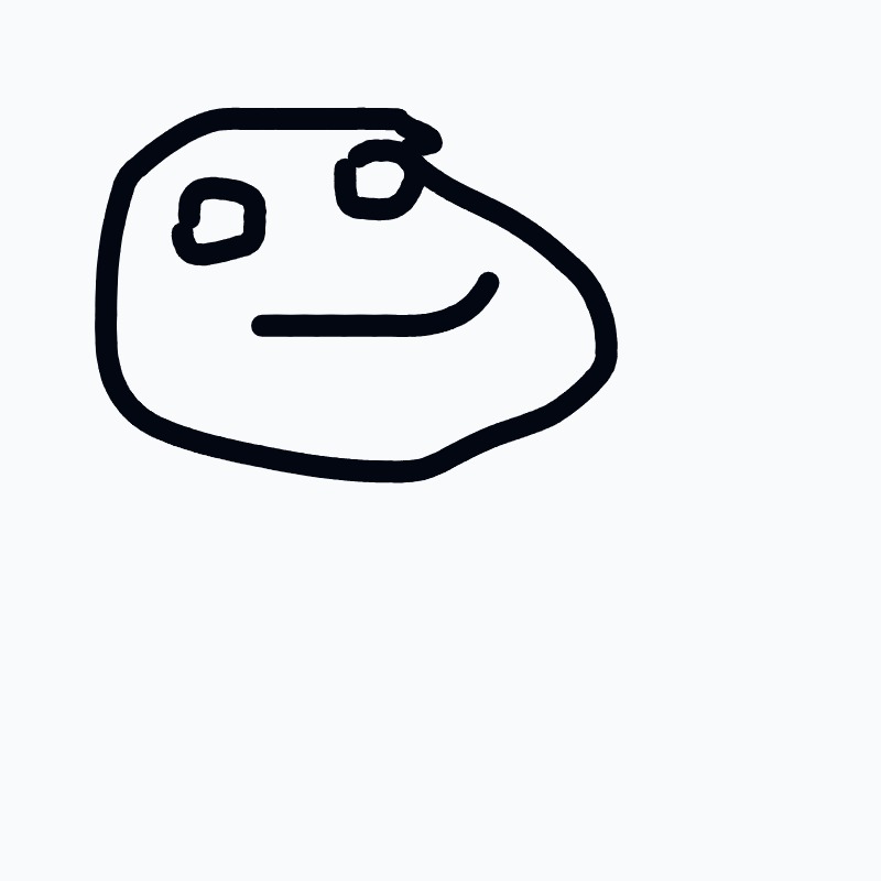 A black drawing of a face with a frown.