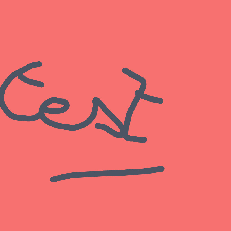 A drawing of a letter C on a pink background.