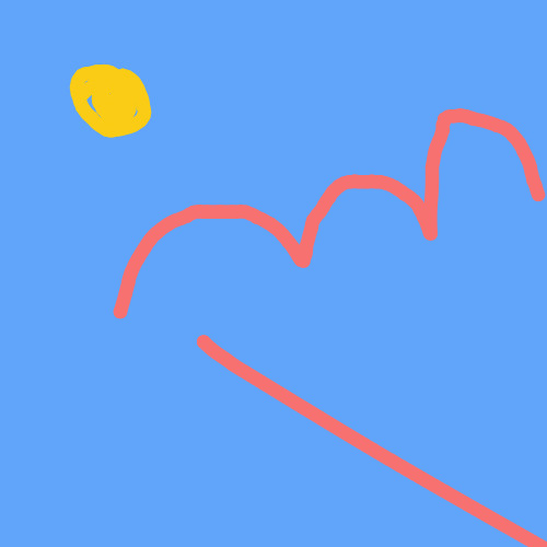 A red line is drawn on a blue background, creating a heart shape.
