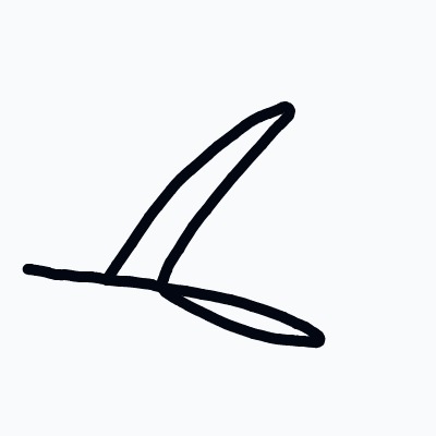 A black and white drawing of a letter L.