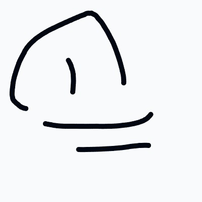 A drawing of a hat is shown in black ink.