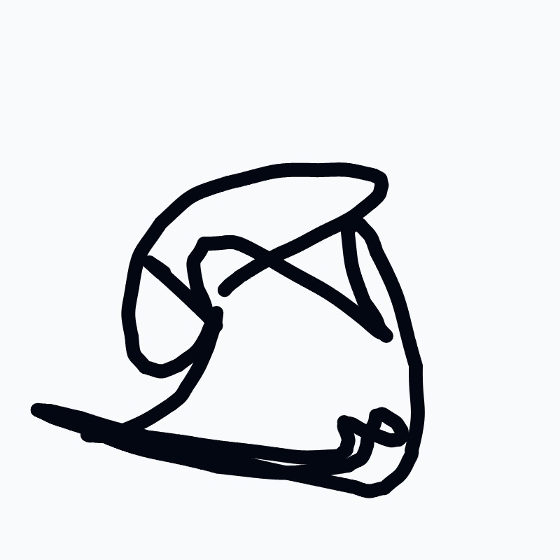 A black and white drawing of a hat.