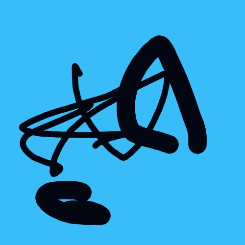 A black drawing of a pair of scissors.