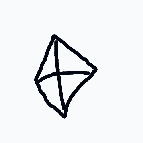 A black and white drawing of a diamond.