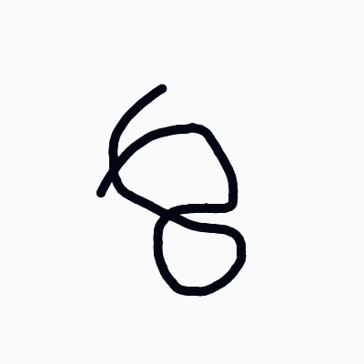 A drawing of a number six with a circle around it.