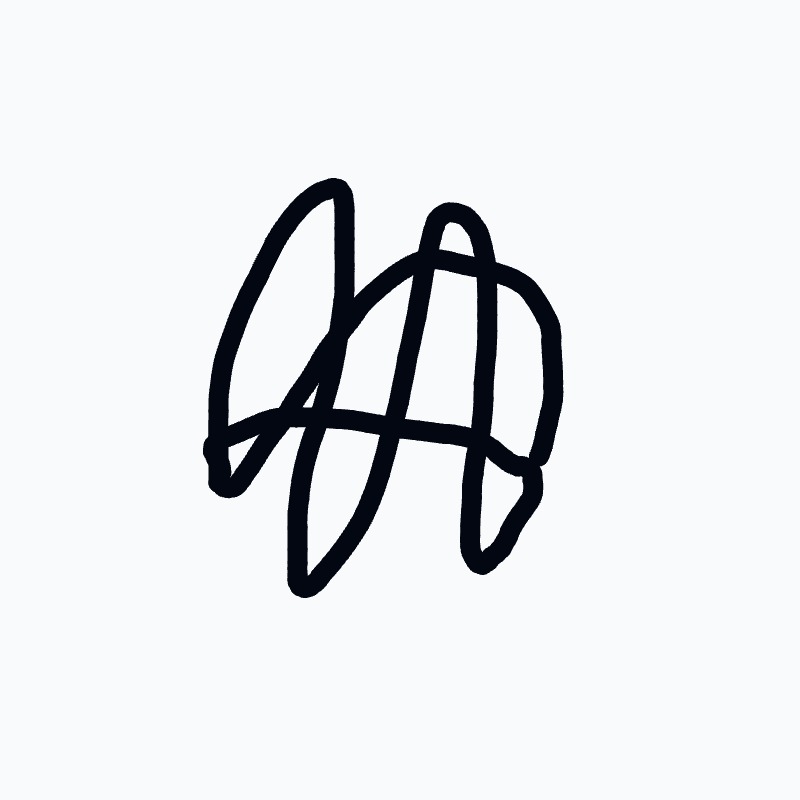 A black and white drawing of a letter A.