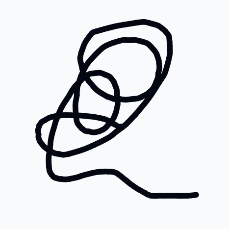 A black line drawing of a spiral.
