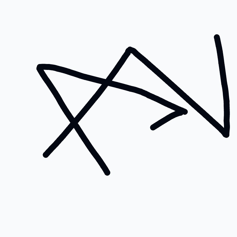 A black and white drawing of a letter A.