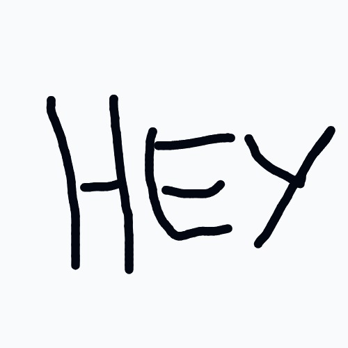 A black and white drawing of a letter H.