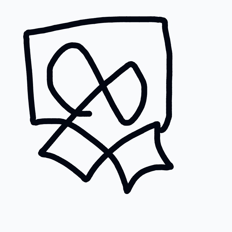 A black and white drawing of a bow.